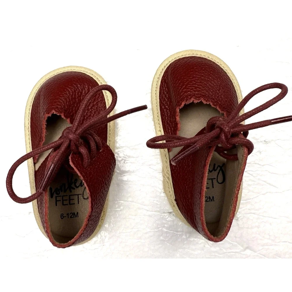 MONKEY‎ FEET Leather Infant Shoes Size 6-12 Months Soft EUC